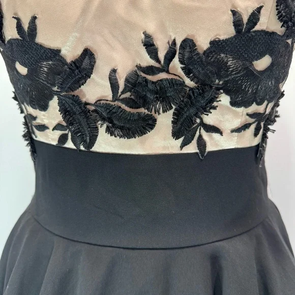 Black & Nude Dress Frilled Cocktail Party ModCloth Whimsigoth Chi Chi London 8 - Picture 9 of 16